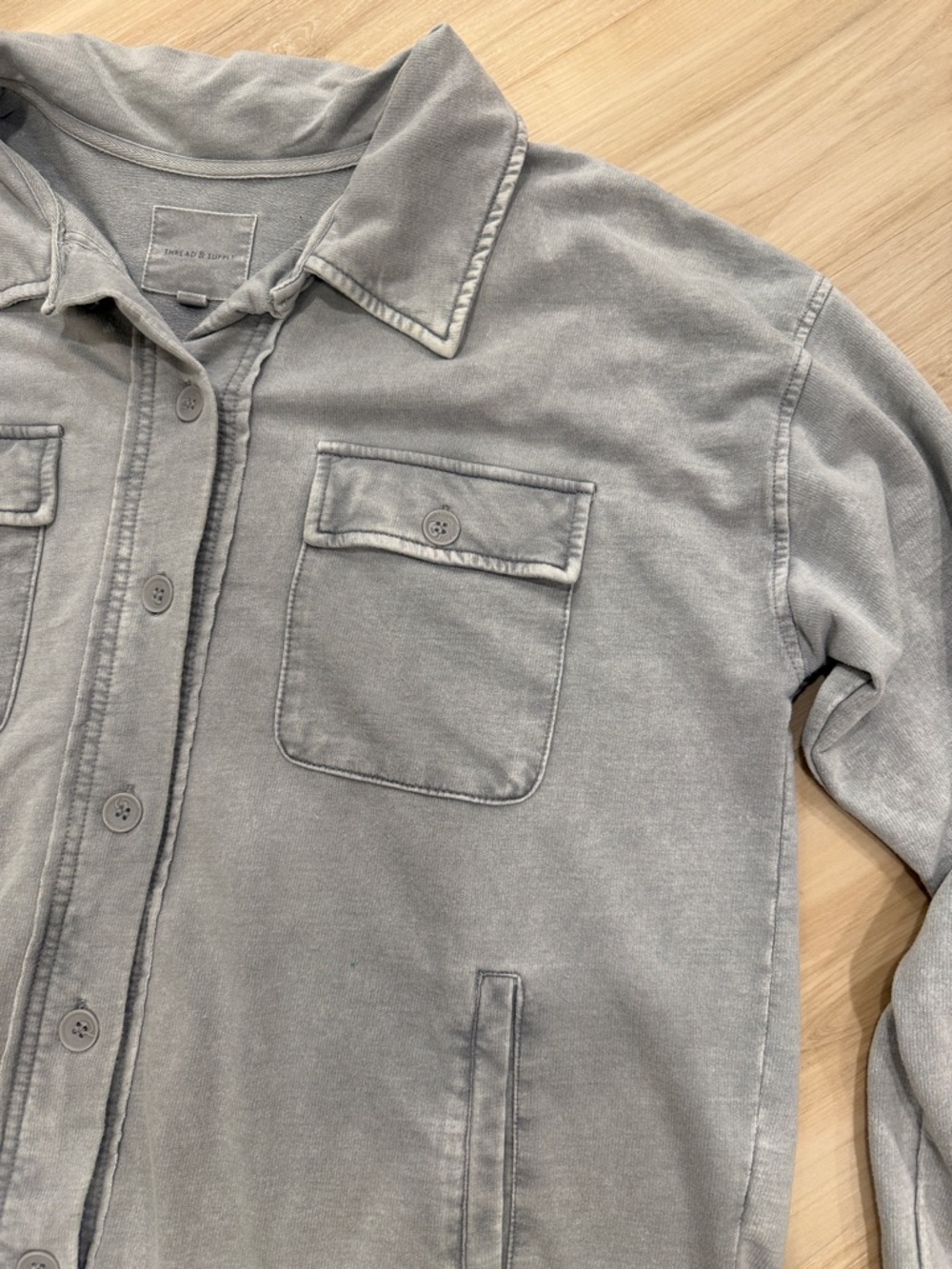 Thread & Supply Cyprus Jacket Washed Gray Button-Up Utility Jacket - Picture 4 of 4